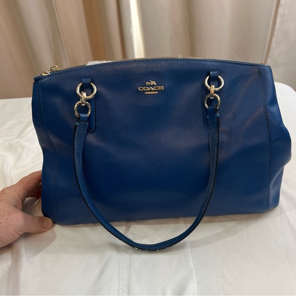 Coach F36606 Christie Carryall Crossbody HandBag Purse Blue Crossgrain Leather - Picture 2 of 10